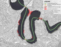 Permeability of the chain of lakes for fish and accumulation of plastic debris on the lake banks